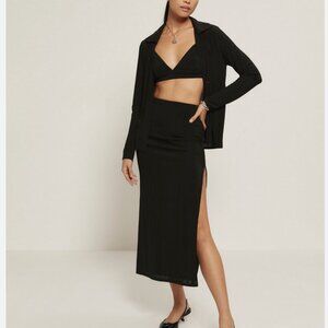 ✨ SALE✨ Reformation Landers 3 Pieces Set Midi Skirt Cami Cardigan Black